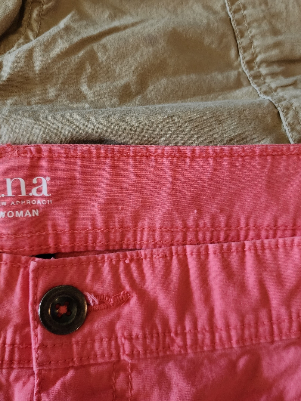 a.n.a Women's Shorts Trio in Coral, Khaki, and Black - Picture 3 of 5